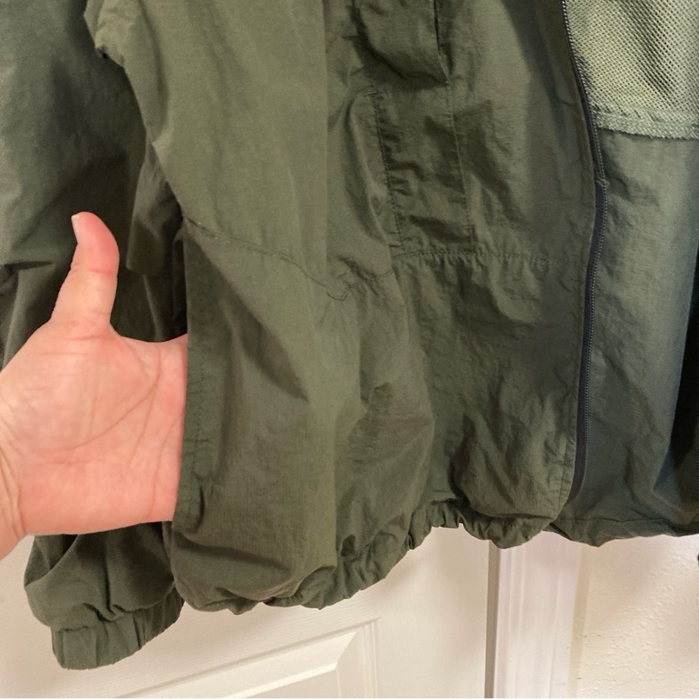 Ocean Pacific Men’s Windbreaker Jacket Green with Stand-Up Collar Hooded Sz L - Picture 11 of 16